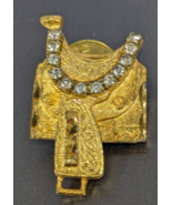 Gold Tone &amp; Rhinestone Saddle Vintage Tie Tack Lapel Pin - €12,78 EUR