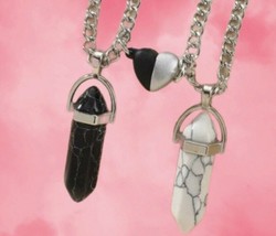 Magnetic Couples Pendant - White And Black Matching Necklaces - £12.69 GBP