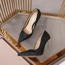 Bling Gold Silver Wedding Shoes Women Pumps Stilettos Heels 11cm Gold-plated Hee - £50.03 GBP