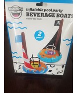 Inflatable Boat Drink Holder Float 1 Pirate Ship 1 Sail Boat Drink Float - $18.69