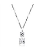 3W1374 - Rhodium 925 Sterling Silver Chain Pendant with AAA Grade CZ  in... - $59.34 CAD