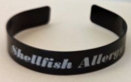 Medical Shellfish Allergy Anodized Aluminum 1/2" x 7" Black Bracelet - $19.95