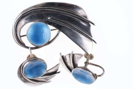 John Bryan (1897-1982) MCM Sterling Enamel Pin/Earrings set - £143.27 GBP