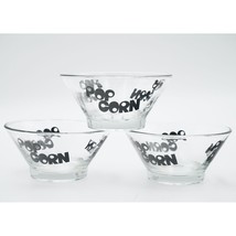 Vintage Wheaton Glass 5.25&quot; Popcorn Bowls Black Letters Set of 3 - $29.70
