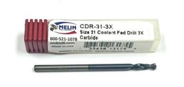 #31 (.120&quot;) Carbide 3xD Coolant Through Drill 140 Degree Melin 13175 CDR... - $35.75