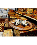 New Moroccan Art Thuya Wood Solitaire Game Handmade Marble Balls Game Lo... - £53.93 GBP
