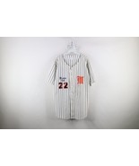Vtg 90s Streetwear Mens XL Pinstriped Old English M Baseball Jersey Whit... - $70.80 CAD