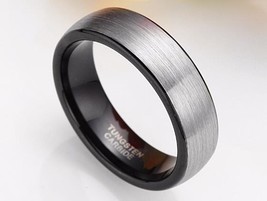 6MM High Polished Brushed Tungsten Carbide Ring Men Black Blue Rose Gold Inlay D - £18.37 GBP