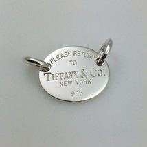 Please Return to Tiffany &amp; Co Sterling Silver Oval Tag Pendant From Choker - £100.85 GBP