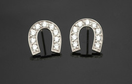 0.72Ct Diamante Talla Redonda Caballo Zapato Tuerca Pendientes En 14K Ac... - $88.16