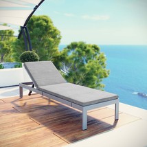 Shore Outdoor Patio Aluminum Chaise with Cushions Silver Gray EEI-2660-SLV-GRY - £399.18 GBP