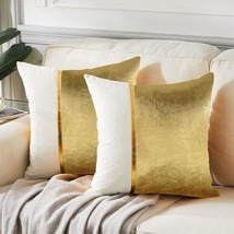 Fancy Homi 2 Packs Gold Decorative Throw Pillow Covers 18X18 Inch For Living - £34.29 GBP