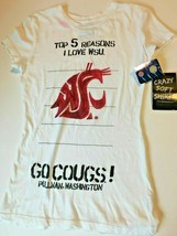 Nwt Donna Adolescenti Wsu Cougars My U Bianco T-Shirt Medio Morbido Coto... - $6.09