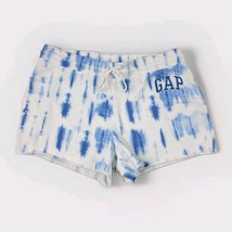 Gap Womens Sweat Shorts Tie Dye Blue White Logo Drawstring Casual Comfy ... - $16.41
