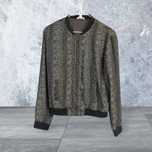 Calvin Klein Lightweight Full Zip Button Jacket Women Size XS Black Gray Pockets - £10.82 GBP