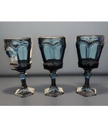 Beautiful Vintage Fostoria Dark BLUE wine glass VIRGINIA pattern Set Of 3 - $24.75