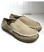 Crocs Santa Cruz Slip On Loafers Khaki Tan Canvas Shoes Mens Sz 10 - £22.38 GBP