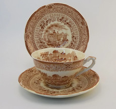 Antique W.R. Ridgways Grecian Tea Cup Saucer Set England Orange Rust Bro... - £17.36 GBP