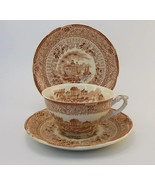 Antique W.R. Ridgways Grecian Tea Cup Saucer Set England Orange Rust Bro... - $15.84