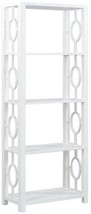 Etagere Oval Fretwork Ghost White Gray Undertone Acacia Wood 4-Shelves - $2,679.00