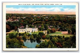 Boys Club Building Irving Park Battle Creek Michigan MI UNP Linen Postcard N25 - £4.43 GBP