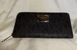 NWOT- Michael Kors Black Jet Set Travel Zip Around Continental Leather Wallet - £55.94 GBP