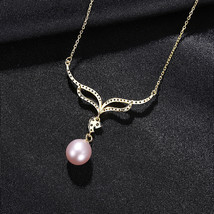 S925 Silver Fashion Simple Creative Angel Wings Freshwater Pearl Necklace Clavic - £23.09 GBP