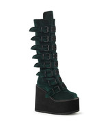 DEMONIA SWING-815 Women&#39;s Wedge Platform Buckle Strap Emerald Mid Calf B... - $173.63 CAD