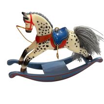 Hallmark 1984 Rocking Horse Ornament Vintage Collectible Grey Yarn Tail - $20.32 CAD