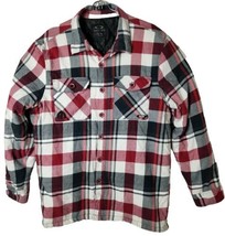 Oakley Men XL Red Plaid Button Down Puffer Lining Shirt Jacket - £62.66 GBP
