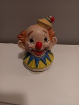 Vintage Bisque Ceramic Clown Head Revolving Music Box Plays &quot;Send In The... - $16.83