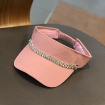 Candy Color Empty Hat Female Rhinestone Chain Topless Cap Summer Shade Sun Hat - £12.24 GBP