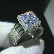 3Ct Princess Cut Lab-Created Diamond Beautiful Women Ring 14k White Gold Plated - £131.44 GBP