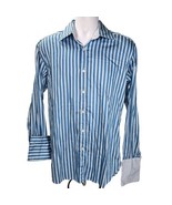 Ted Baker London Archive Dress Shirt Mens Size 16 Blue Stripe Flip Cuff ... - £21.01 GBP