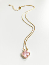Adjustable Small Pink Mother of Pearl Quatrefoil Motif Pendant - $35.00