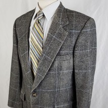 Vintage Stafford Camel Hair Sport Coat Jacket Windowpane Plaid 42S Two Button - £37.33 GBP