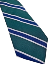 Brittany House London Tie Green Blue Silver Stripe Leys Century Store Vt... - $27.61
