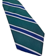 Brittany House London Tie Green Blue Silver Stripe Leys Century Store Vt... - $27.61