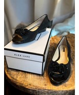 Alex Marie Desirae Black Leather Peep Toe Beaded Rosette 7.5M Womens New... - $67.89 CAD