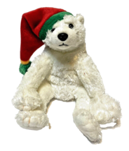 VTG TY Beanie Babies Plush Christmas Polar Bear Red Santa Hat 7 Inches 2003 - £9.78 GBP