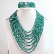 wholesale green AB crystal glass 4*6mm rondelle beads diy jewelry set 8 rows cha - £22.09 GBP