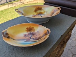 2 Pieces Vintage Noritake Porcelain Tree in Meadow Vegetable Bowl &amp; Reli... - £23.48 GBP