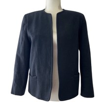 Vintage 80s Talbots Black 100% Wool Open Blazer Size 10 Lined Shoulder P... - $544.67 MXN