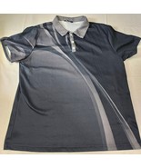 Ouku Geometric Design Golf Polo Shirt Black Collared 3 Button Mens XL - $19.50