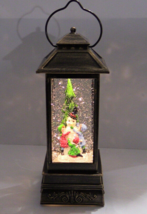 Christmas Snow Globe Lantern Water Glittering 11&#39; Lantern Snowman WORKS ... - $29.65