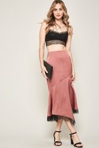 A Solid Woven Midi Skirt - £23.49 GBP