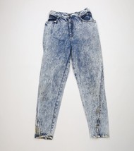 Vintage 70s Streetwear Womens 13 Distressed Acid Wash Zip Cuff Denim Jea... - $29.65