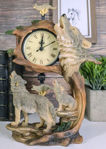 Ebros Howling Gray Wolves Family Table Clock with Pendulum 10.5&quot; Height ... - £25.86 GBP