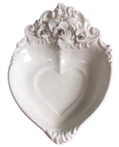 La Ceramica Porcelain Heart Trinket Candy Soap Dish Handmade Italy Crazi... - $24.00