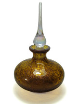 Vintage hand made art Golden brown crystal perfume bottle with crystal stopper. - £33.76 GBP